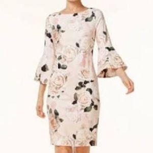 Calvin Klein Pink Rose Print Sheath Dress